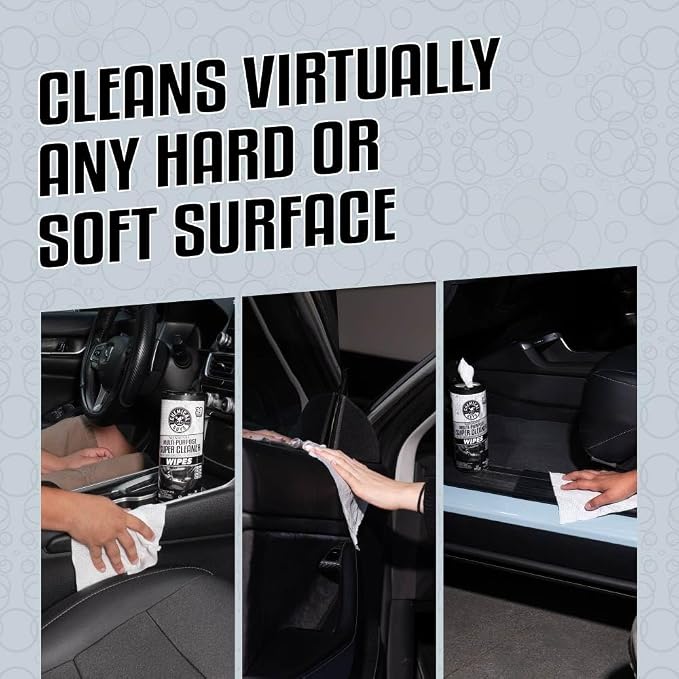 Chemical Guys, Nonsense Colorless All-Purpose Cleaner Wipes, 30 Ct Canister | Colorless, residue-free wipes clean vinyl, rubber, plastic, leather, carpet and upholstery, thirty per canister