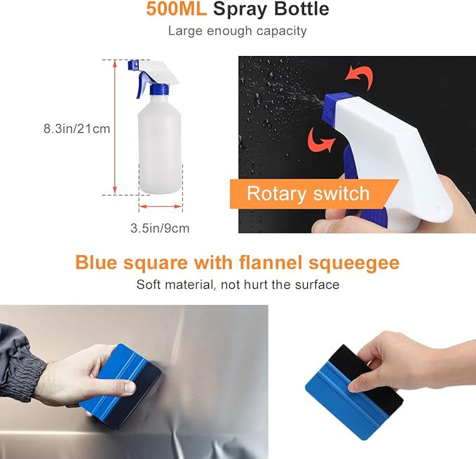 Luxiv Car Window Tint Application Tools Kit, 9 Pcs Vehicle Glass Protective Film Installing Tool, Squeegee Automotive Film Scrapers