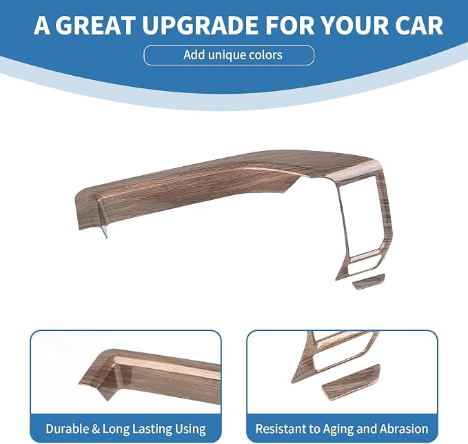 for Silverado Center Dashboard Tray Panel Trim Cover for Chevy Silverado 2022 2023 2024 Wood Grain Interior Accessories 2pcs