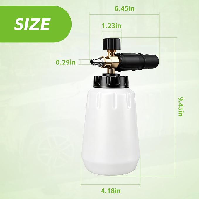 Foam Cannon for Greenworks Pressure Washer, 1L | 3700 PSI, 1/4" Quick Connect, Adjustable Snow Foam Lance, Car Detailing & Cleaning
