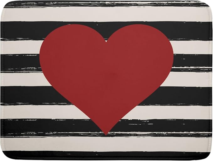 Valentine's Day Dish Drying Mat for Kitchen Counter Black Plaid Heart Microfiber Absorbent Dish Draining Reusable Washable Foldable Extra Large 18"x24"