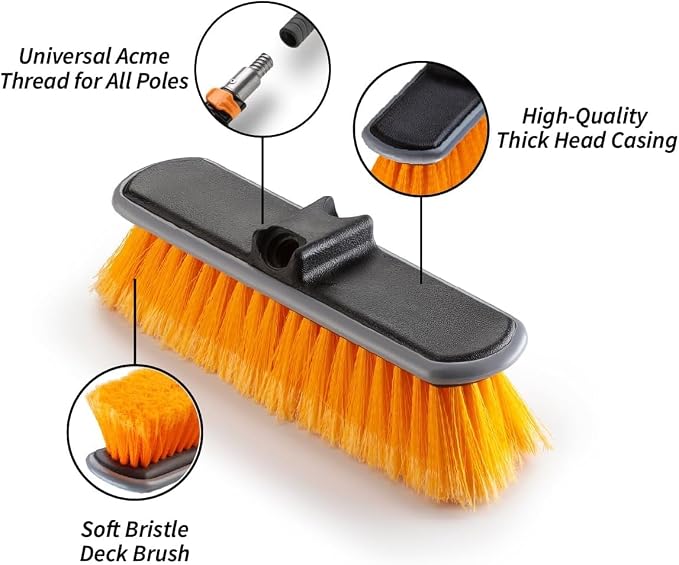 Medium Bristle Deck Scrub Brush - Composite Deck Brush Head & Vinyl Siding Brush // Boat Scrub Brush, Roof Brush for Extension Pole // Exterior, Patio & Deck Cleaning Brush (Pole Sold Separately) | Composite Deck Brush Head // Boat Scrub Brush, Roof Br...