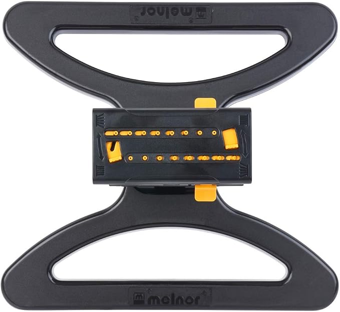 Melnor 65003-AMZ Mini Oscillating Sprinkler with Product Adapter Watering Set, On Base, Black, Yellow