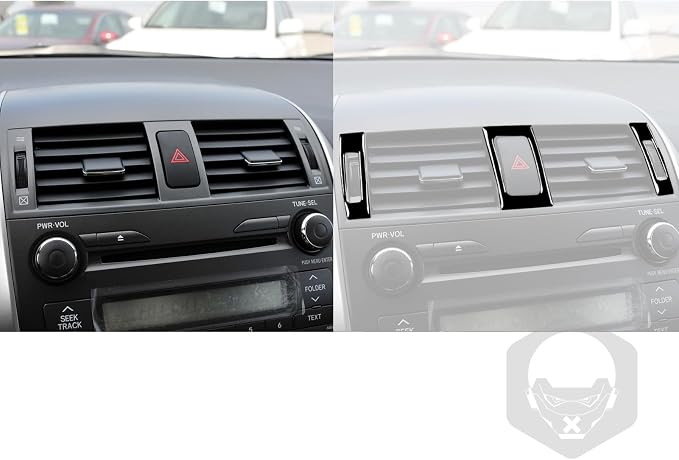 Glossy Bright Piano Black Car Dashboard Central AC Vent Rotary Control Panel Emergency Warning Light Button Sticker Interior Trim Compatible with Toyota Corolla 2009-2013 Auto Trim Accessories