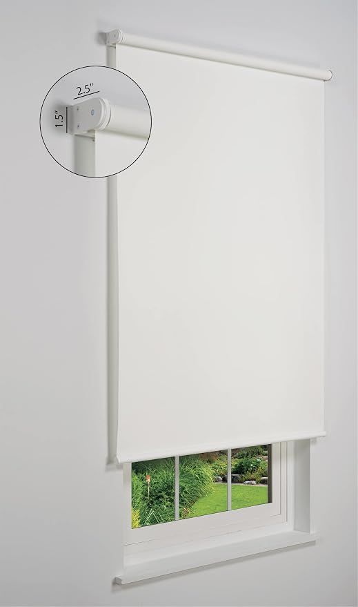 Customizable Cordless Light Filtering Sierra Collection Roller Shade, White 30" to 35" W X 36" H (Arrives 1/4" Narrower)