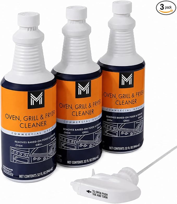 Member Mark Commercial Grade Oven, Grill & Fryer Cleaner Spray – 32 fl oz (Pack of 3) | Removes Baked-On Grease & Food, Heavy Duty Kitchen Degreaser for Oven, BBQ Grill, Deep Fryer