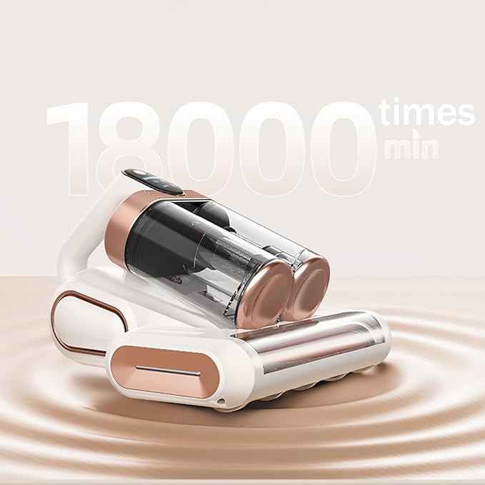 Mattress Vacuum Cleaner, 18Kpa Bed Vacuum Cleaner with 253.7nm UV-C Light & Heating & Ultrasonic Quintuple Tech & 80000 RPM/Min Brushroll Rotation, Widened Suction Port, 500W, Cordless (White)