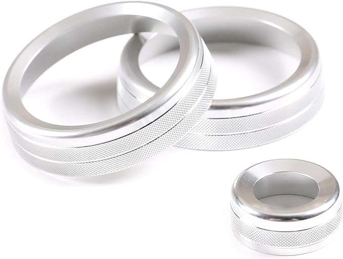 Aluminum Alloy Car Interior Air Conditioning & Volume Adjustment Knobs Decorative Cover Trim for Land Rover Defender 110 2020 Accessories (Silver)
