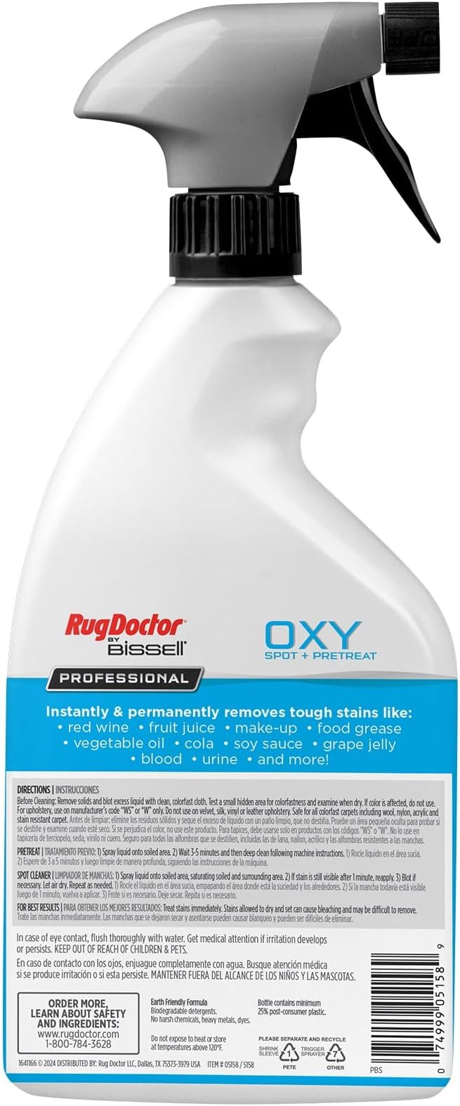 Rug Doctor by BISSELL Oxy Spot & Pre-Treat Spray 22oz. | Professional Oxy Formula Permanently Removes Stains in 30 Seconds, Carpet Spot Cleaner Spray, Ready-To-Use Spray Bottle