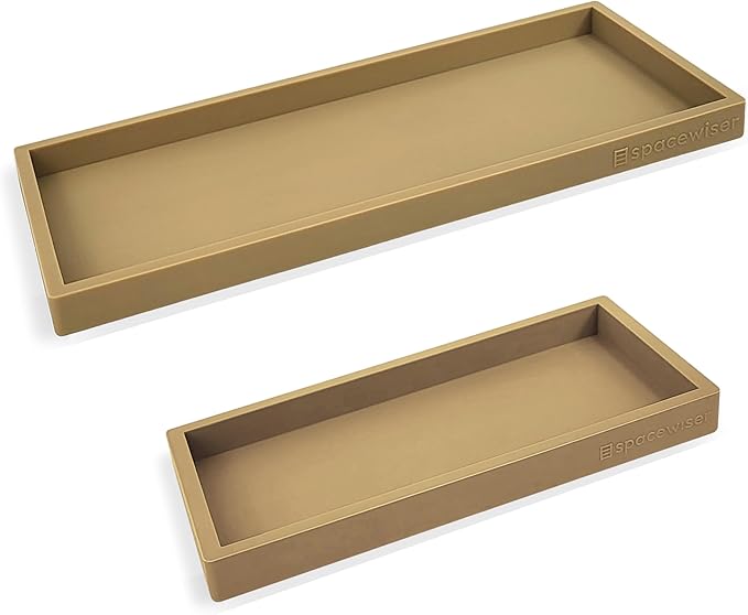 Spacewiser Countertop and Vanity Tray - 2 PC (11” and 7”) Shatterproof Silicone Kitchen and Bathroom Trays for Counter, Kitchen Soap Dispenser Tray, Vanity Trays for Bathroom, Perfume Key Tray