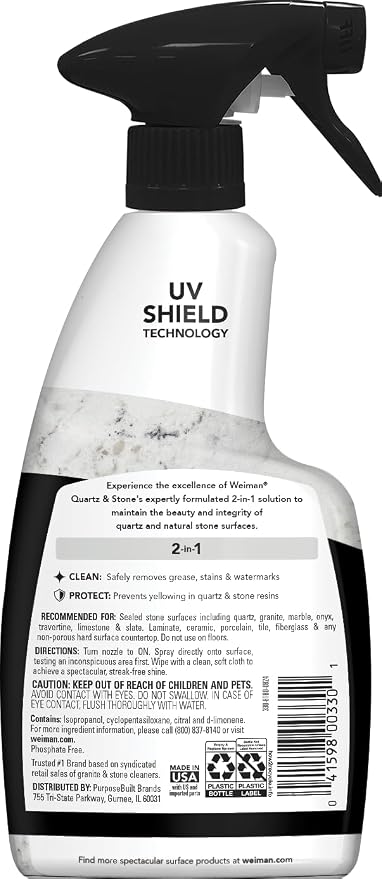 Weiman Quartz Countertop Cleaner and Polish (2 Pack w/Micro Towel) Clean and Shine Your Quartz Countertops Islands and Stone Surfaces with Ultra Violet Protection