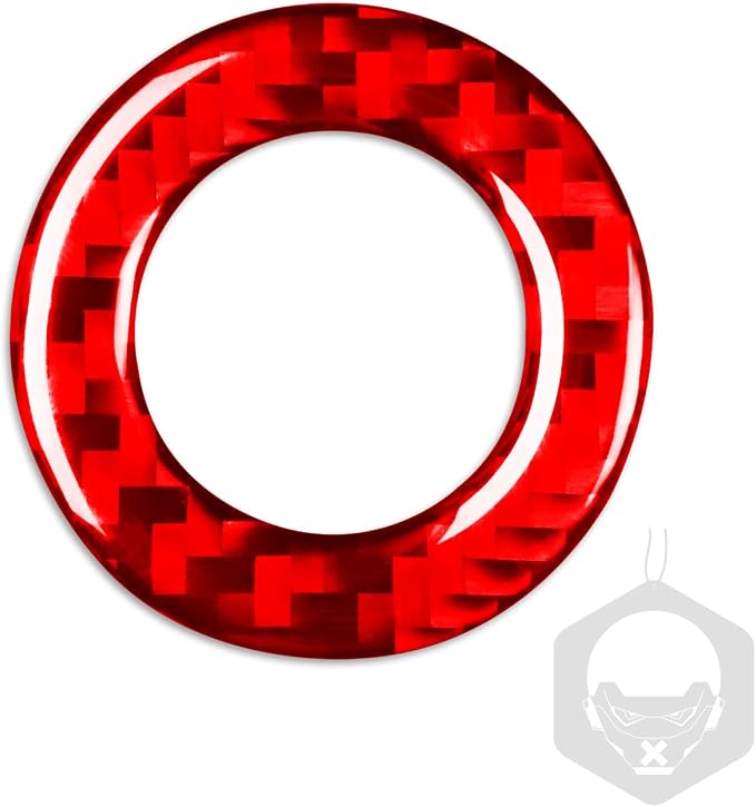 Red Real Carbon Fiber Trim for Nissan Rogue Accessories | for 2014-2020 / Rogue Sport 2017-2022 Engine Ignition Key Ring Start&Stop Sticker Interior Thick Overlay Decal