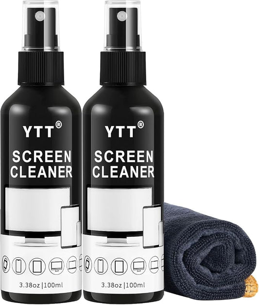 Screen Cleaner Spray Kit (2X) - TV Screen Cleaner Spray and Microfiber Cleaning Cloth, Computer Screen Cleaner for LCD LED OLED TV, Car, Smartphone, iPad, Laptop, iPhone, MacBook (2 Pack)