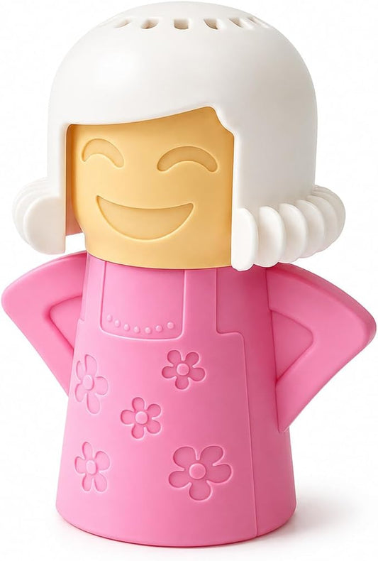 Microwave Steam Cleaner Tool, Fill with Vinegar & Water, Optional Lemon Drops, Heat 5-7 Minutes to Soften Grease & Residue, Non-Toxic Reusable Kitchen Cleaner for Microwaves (Pink)