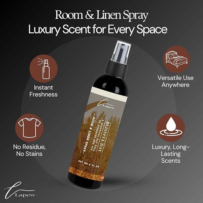 Lapew Room & Linen Spray | Fragrance Mist for Home, Car & Office | Fabric & Air Freshener | Neutralizing Mist | Made in USA | Blissful Day