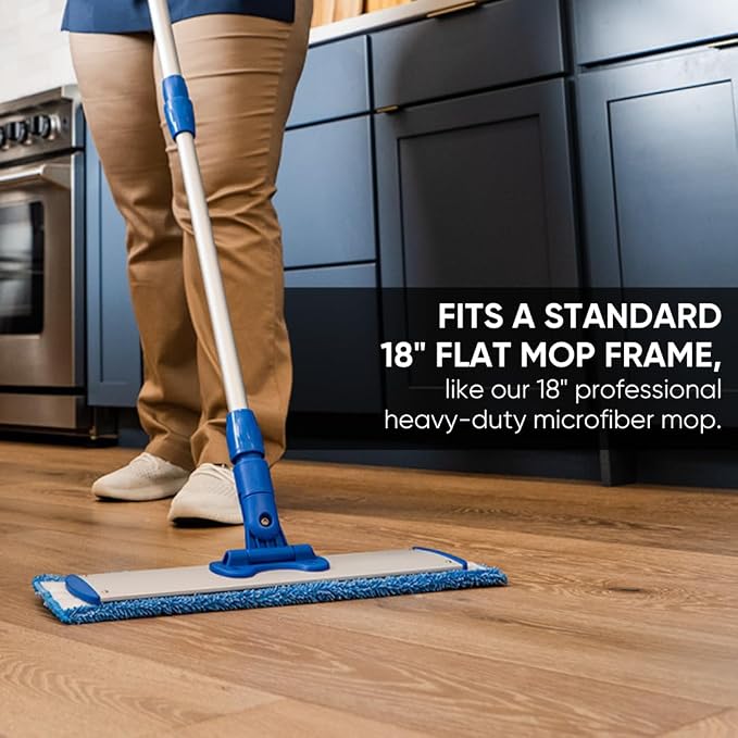 Microfiber Wholesale 18" Absorbent Microfiber Wet Mop Pad - Reusable, Machine Washable, Refills (2 Pack)
