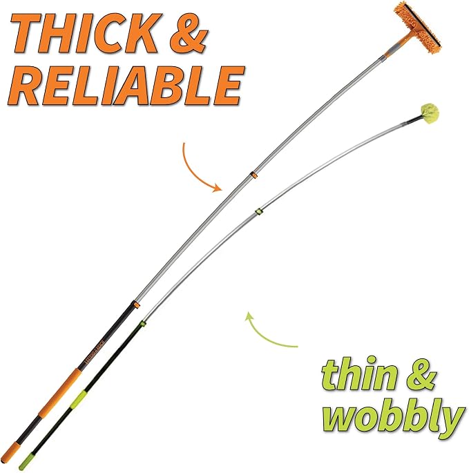 4-12 ft Window Washing Kit with Extension Pole (20+ Foot Reach) | Window Cleaning Tool & Window Washer Squeegee with Telescopic Extension Pole // Best Indoor Outdoor Window Washing Equipment