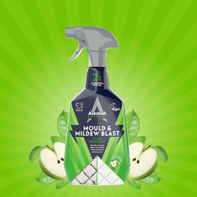 Astonish Apple Burst Household Cleaner - Shower Curtain, Shower Door, Bathroom Tiles - Hard Water Stains, Rust & Calcium Bathroom Cleaner - No Scrub, Cruelty Free Cleaning Supplies, 750ml Bottle