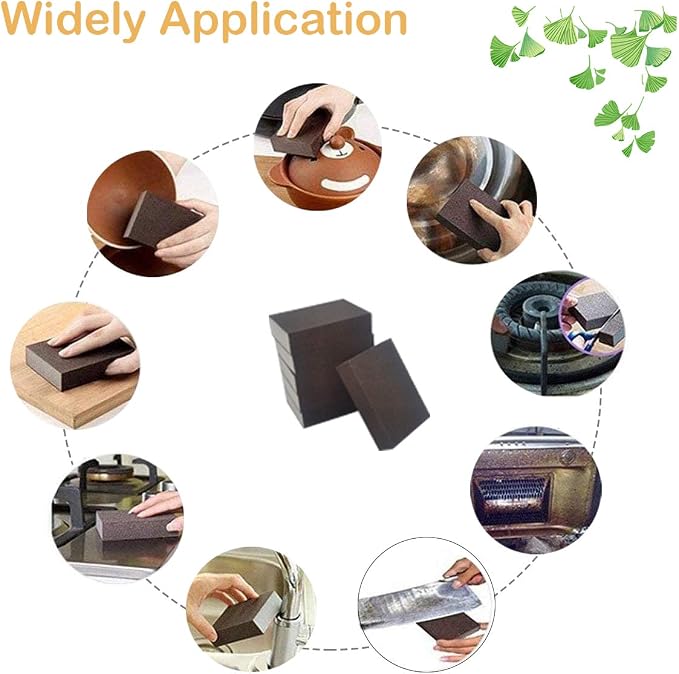 Krisler 8pc Carborundum Sponge Nano Emery Sponges Caspian Stone Pot Clean Brush Rust Eraser Grit Scouring Pads Pot Cleaning Pads with Carborundum Washing Kitchen Cleaner Tool(thickness-1inch)