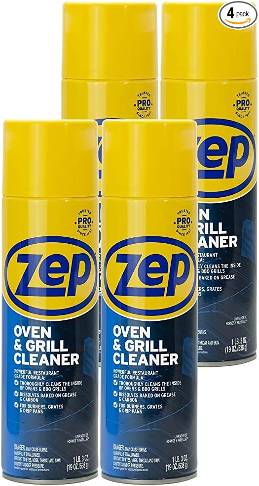 Zep Heavy-Duty Oven and Grill Cleaner - 19 oz (Case of 4) ZUOVGR19 - Dissolves Grease on Contact, on Burners, Grates and Drip Pans