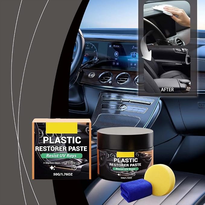 Plastic Restorer for Cars, Back to Black Trim Restorer Polish- Renews Faded Bumpers, Dashboard, Plastic, Vinyl & Rubber Trim Back to Black Shine, for All Vehicles Cars, Trucks, Suvs