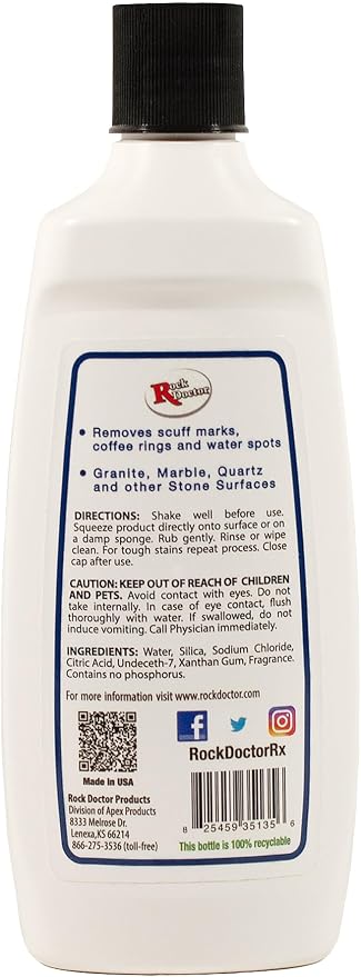 Rock Doctor Spot & Ring Remover, Works on Granite, Marble, Countertop & Quartz, Hard Water Mark & Spot Remover, Remove Coffee & Scuff Mark, 14 oz. Pack of 1