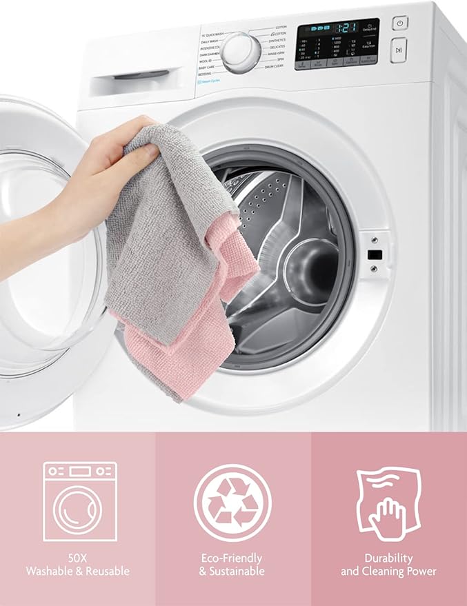 Fantasticlean Microfiber Cleaning Cloth Roll -75 Pack, 12" x 12" (Pink) | Reusable Alternative to Paper Towels, Ultra Absorbent, Lint-free Microfiber Towel Roll, for All-Purpose Cleaning
