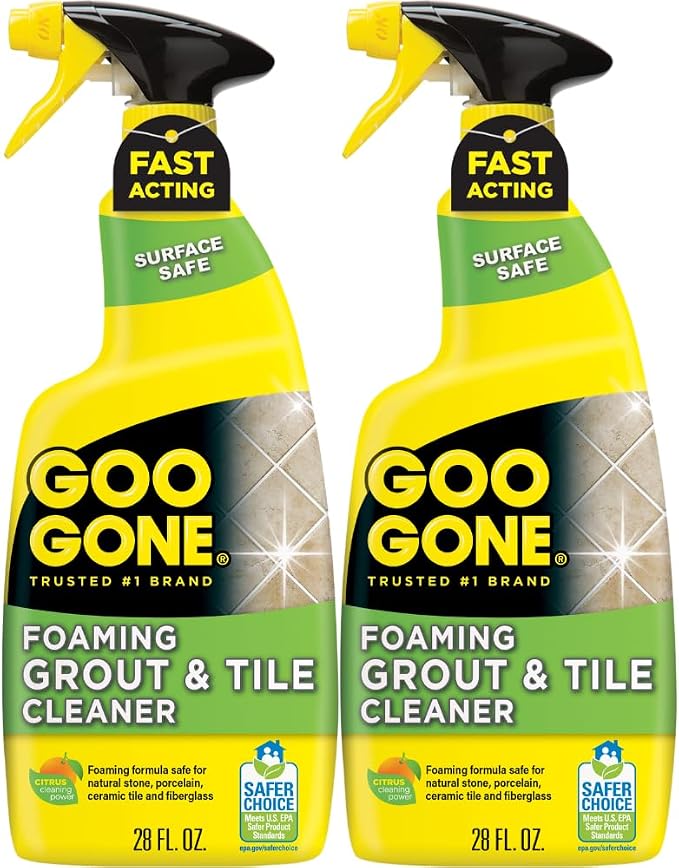 Goo Gone Grout and Tile Cleaner - 28 Ounce - Removes Tough Stains Dirt Caused by Mold Mildew Soap Scum and Hard Water Staining - Safe on Tile Ceramic Porcelain, pack of 2