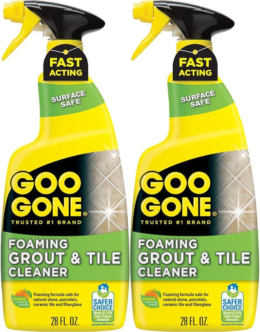 Goo Gone Grout and Tile Cleaner - 28 Ounce - Removes Tough Stains Dirt Caused by Mold Mildew Soap Scum and Hard Water Staining - Safe on Tile Ceramic Porcelain, pack of 2