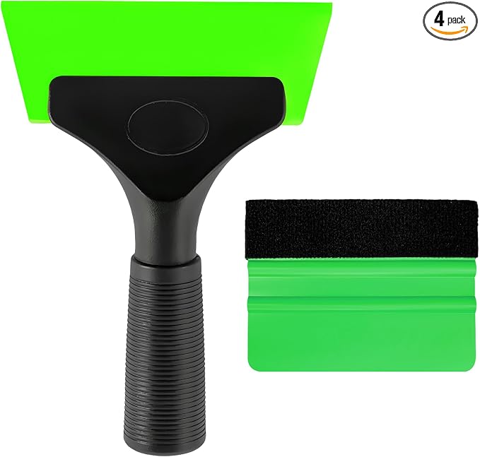 Yourkar 2 PCS Window Tint Kit Tools, Professional Vinyl Wrap Kit with Plastic Squeegee & Felt Squeegee, Universal Privacy Film Installation Tint Tools for Vehicle Glass Home (Green)