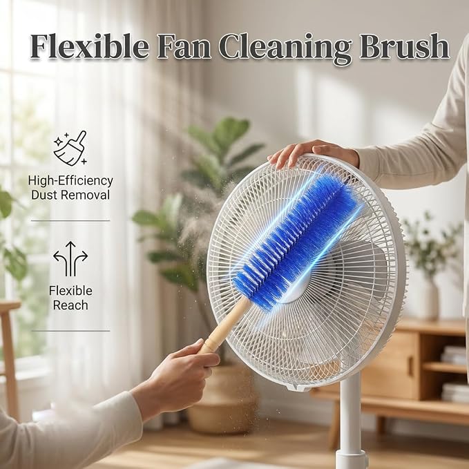 Fan Cleaning Brush, 2026 New Bendable Microfiber Head Dusting Brushes, Reusable Fan Cleaner Brush Dust Remover for Electric Fans, Air Conditioning, Car Vents and Blind