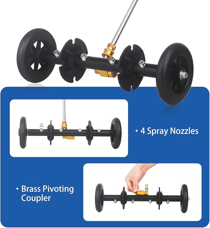 DUSICHIN Undercarriage Cleaner Water Broom Pressure Washer Attachment, 16 Inches Undercarriage Washer, Pressure Washer Underbody Cleaner 4 Extension Wands 4 nozzles DUS3202
