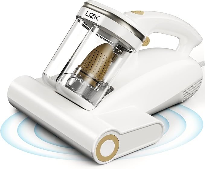 Mattress Vacuum with UV-C Light,16Kpa Bed Vacuum Cleaner for Sofa,Crib | 140°F High Heat, Ultrasonic, Double Dust Cup, Anti-Entanglement Roller, 5m Cord, 500W Motor, for Mattress, Couch, Pet Bed