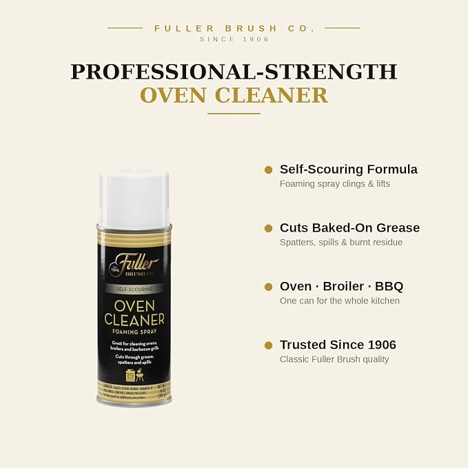 Fuller Brush Heavy Duty Oven Cleaner Spray - Fume Free, Self-Scouring Foam Cuts Baked-On Grease in 10 Min - No Harsh Smell, Minimal Scrubbing - Ovens, Broilers, Grills & Stainless Steel, 14 oz USA
