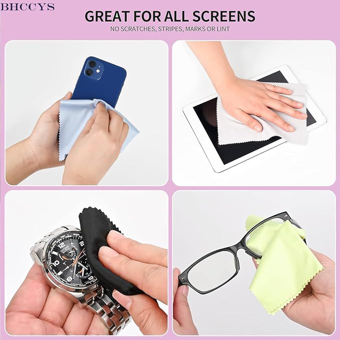 Glasses Cleaning Cloths(12 pcs),Microfiber Eyeglass Cleaner Cloth, Lens Wipes Cloth for Cleaning Eyeglasses, Cell Phones, Screens, Lenses, Electronics and All Delicate Surface