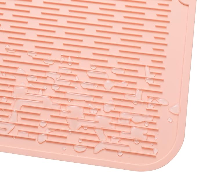 MicoYang Silicone Dish Drying Mat for Multiple Usage,Easy clean,Eco-friendly,Heat-resistant Silicone Mat for Kitchen Counter or Sink,Refrigerator or Drawer Liner Pink 3XL 28 inches x 18 inches