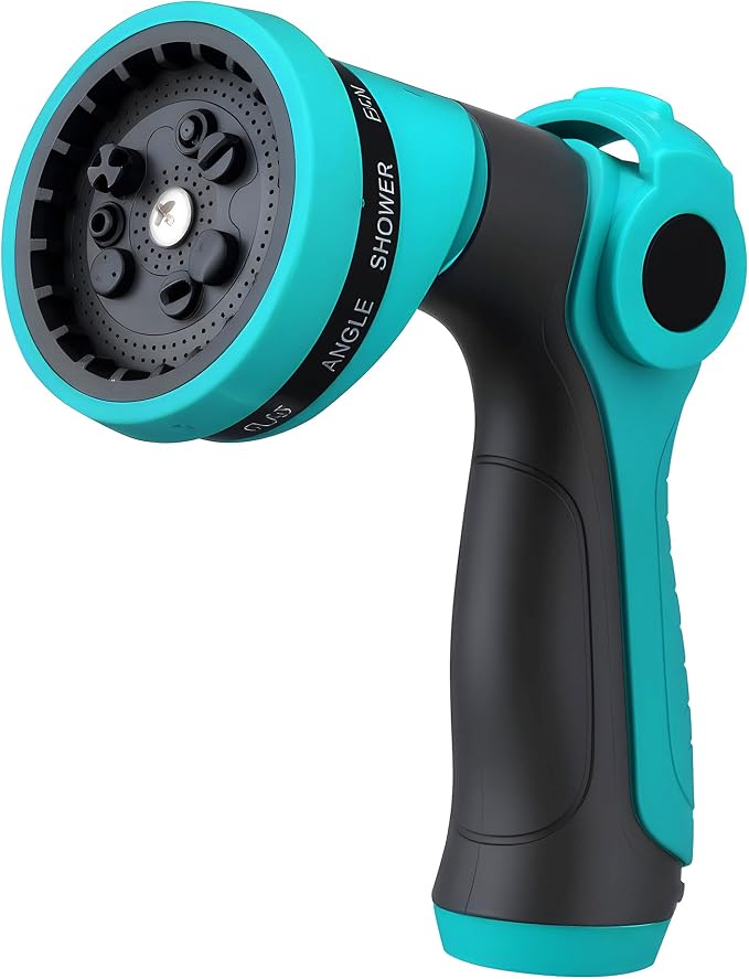 Garden Hose Nozzle Sprayer - 10 Spray Patterns, THUMB CONTROL On Off Valve Heavy Duty Hose Sprayer Nozzle for Watering Plants & Lawns, Washing Cars & Pets - Outdoor Water Hose Nozzle Head Attachment