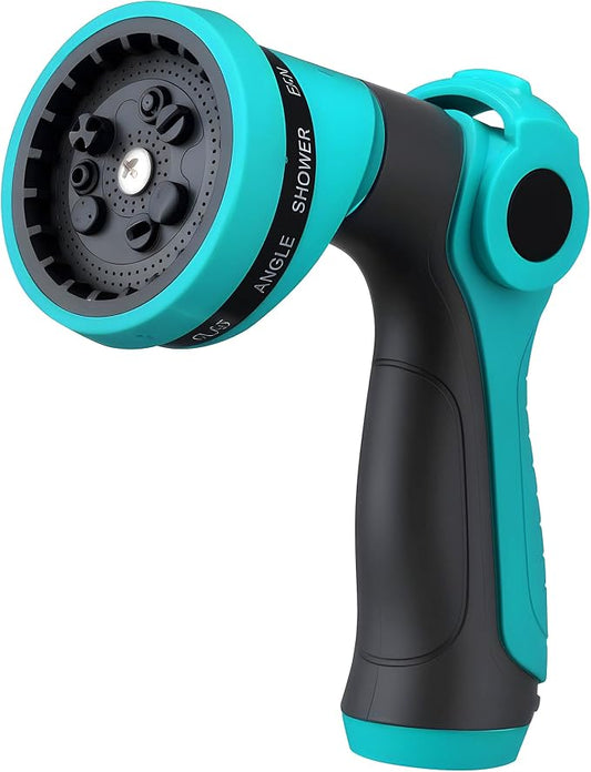 Garden Hose Nozzle Sprayer - 10 Spray Patterns, THUMB CONTROL On Off Valve Heavy Duty Hose Sprayer Nozzle for Watering Plants & Lawns, Washing Cars & Pets - Outdoor Water Hose Nozzle Head Attachment