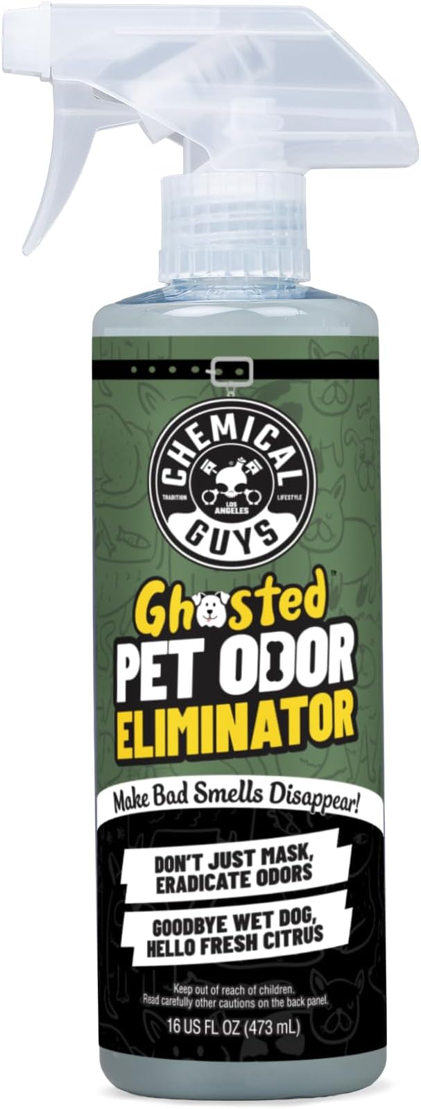 Chemical Guys, Ghosted Pet Odor Neutralizer Car Spray, Fresh Citrus, 16 oz | Citrus spray neutralizes pet odors deep in carpet, upholstery and fabric seats, fresh for cars and home