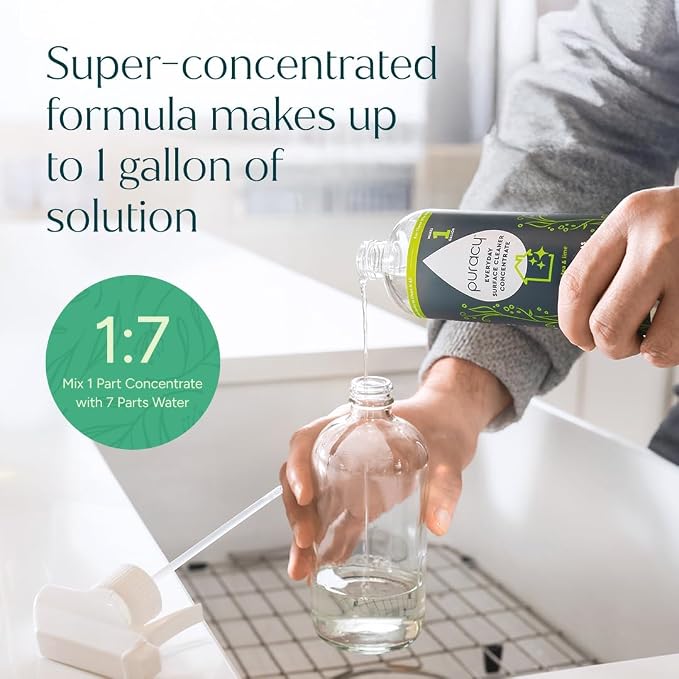 Puracy All Purpose Cleaner Concentrate – Plant-Powered Multi-Surface Cleaner - Surface Cleaner Solution As Seen on TikTok (Green Tea + Lime, 16 fl oz, 1 Pack)