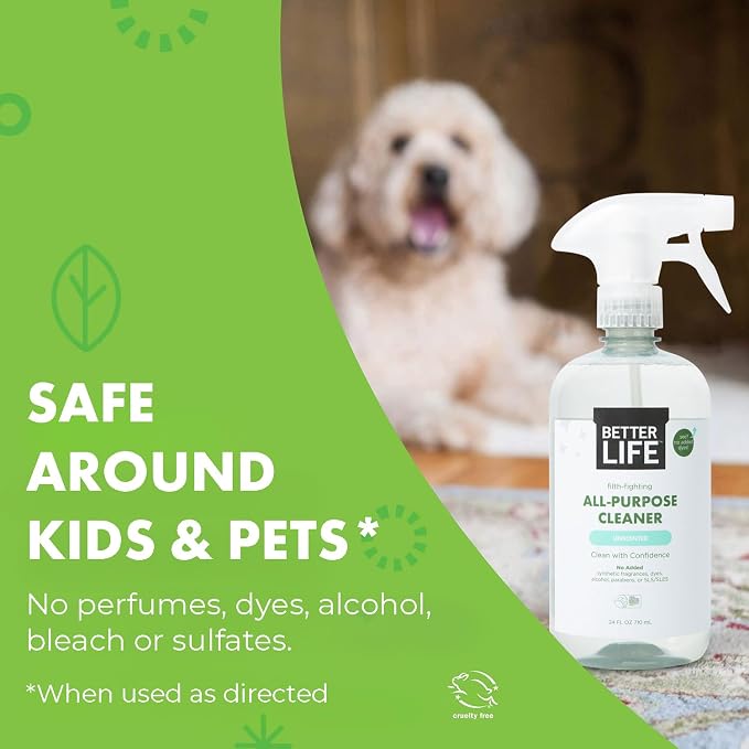 Better Life All Purpose Cleaner - Multipurpose Home and Kitchen Cleaning Spray for Glass, Countertops, Appliances, Upholstery & More - Multi-surface Spray Cleaner - 24oz (Pack of 2) Unscented