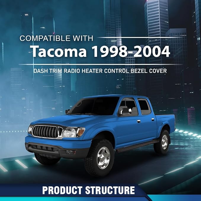 PIT66 Center Radio Dash Bezel Compatible with Toyota Tacoma 1998-2004 | Climate Control Dashboard Cover, Instrument Panel, Black, Interior Accessory, Easy Installation, Fit Toyota Tacoma 1998-2004