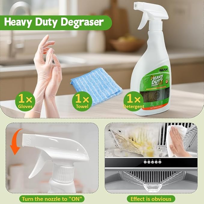 NUAN Heavy Duty Degreaser Spray, 500ML Kitchen Cleaner Spray, All Purpose Cleaner Multi Purpose Degreaser Cleaner Spray Removes Grease, Grime, And Stains On Microwave & Oven & Stove Top