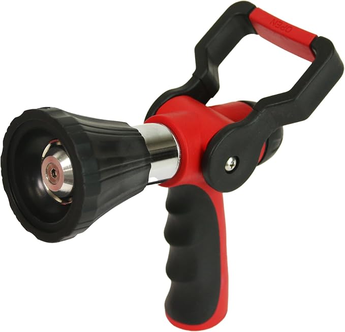Chapin 4699: Firefighter Water Cannon Hose Nozzle, Fireman Spray Nozzle with Ergonomic Grip and Threaded Hose Connection, Adjustable Twist Nozzle, Lever On/Off Control, Red/Black