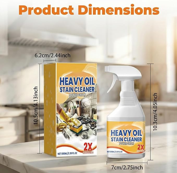 Kitchen Heavy Oil Cleaner, Heavy Duty Stove Top Cleaner & Oven Cleaner - Bio-Enzyme Degreaser for Range Hood Stove & Oven, Lemon Scent (2pcs 100ML)