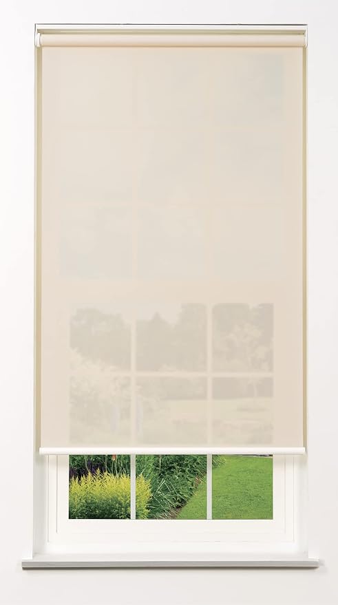 Linen Avenue Cordless 1% Solar Screen Standard Roller Shade, Fawn 57 1/2 W x 66 H (Arrives 1/4" Narrower)