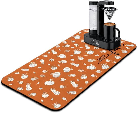 Fun Coffee Mat 31inx17in,Coffee Bar Mat for Countertops,Absorbent Hide Stain Anti-Slip Coffee Bar Accessories Fit Under Coffee Machine Mat,dish Drying Mats for Kitchen