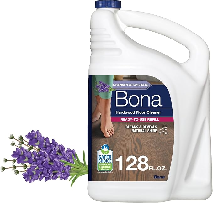 Bona Hardwood Floor Cleaner Refill - 128 fl oz - Lavender Thyme Scent | Residue-Free Floor Cleaning Solution Spray Mop and Spray Bottle Refill - For Wood Floors