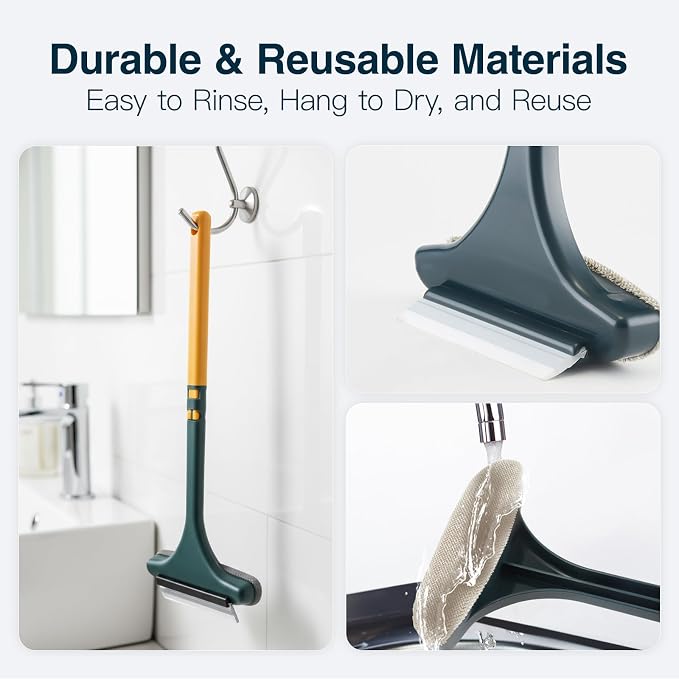 Window Mesh Screen Cleaner Brush 2 in 1 Double Sided Cleaning Tool Kit Outdoor Squeegee Washer for Glass Scrubber Multifunctional Wet & Dry Long Limpiador De Ventanas De Vidrio Scraper