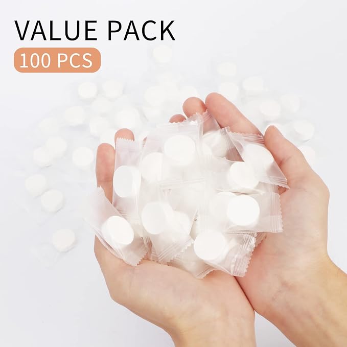 Classycoo Compressed Towel - 200 PCS Mini Tablets Disposable Portable Face Towel Coin Tissue for Travel, Camping, Hiking, Sport,Beauty Wipes, Outdoor Activities Pink+Blue